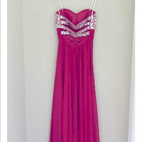 Blondie Nites strapless Pink flowy Gown - Picture 2 of 15
